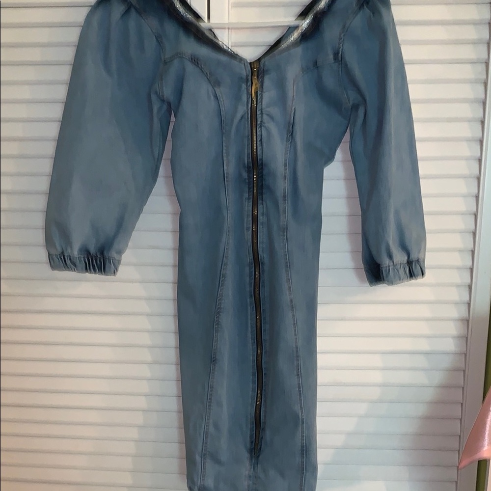 Luptons vintage stretch Denim Zip-Up Dress